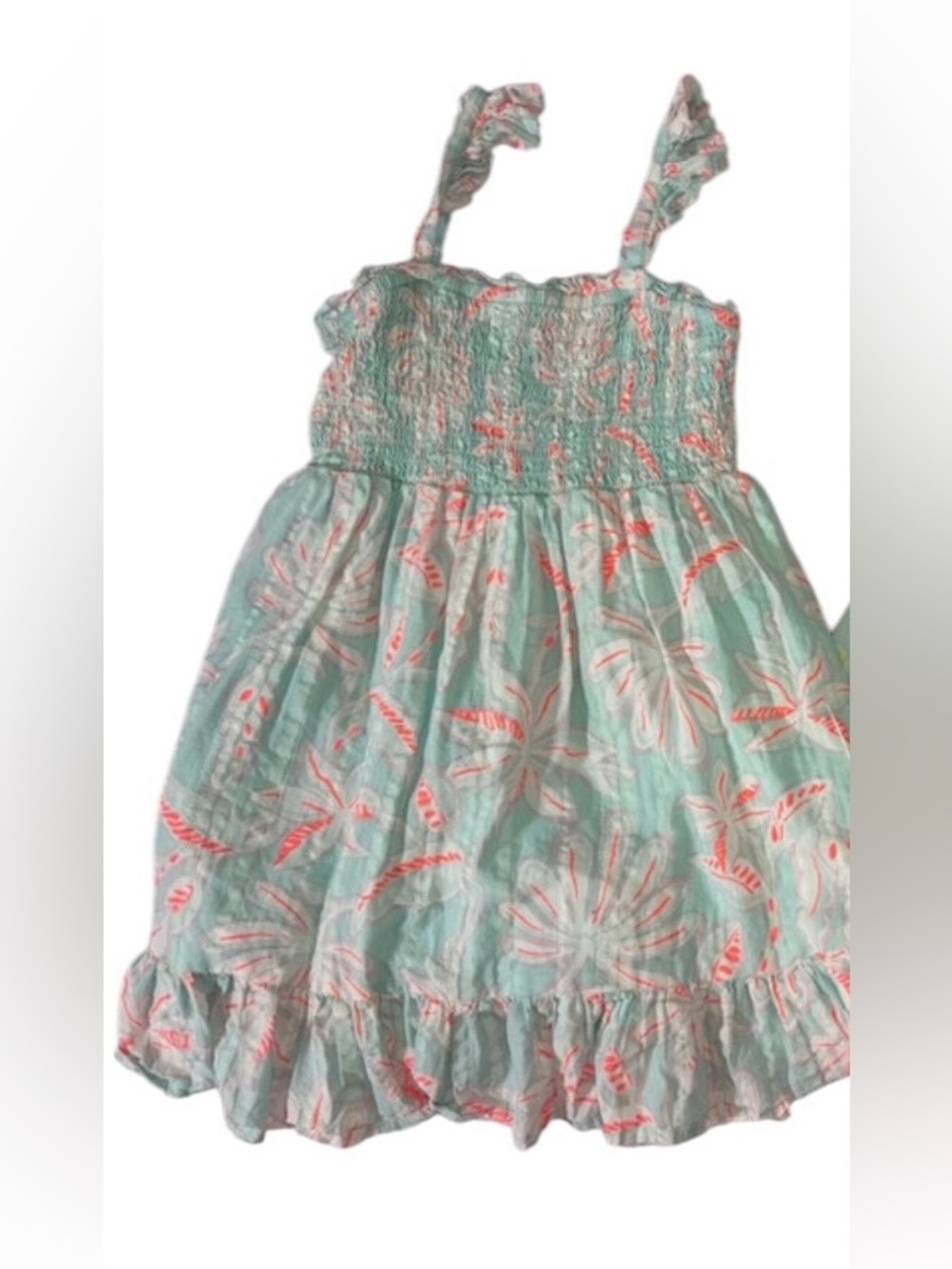 vineyard vines cay floral smocked dress. Small ruffles palm print 4t